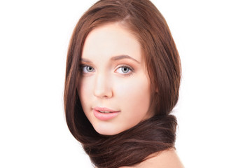 Naklejka premium beautiful girl with long hair