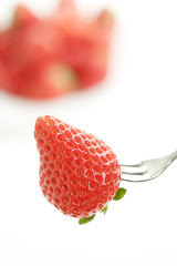 Strawberry that sticks in fork