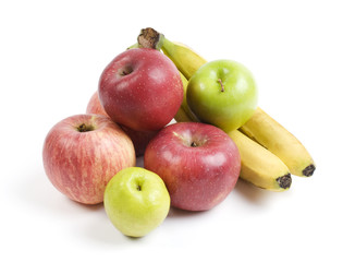 Fresh and ripe fruits isolated on white background