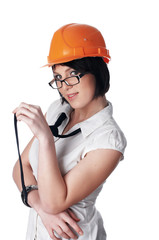 Charming girl the builder