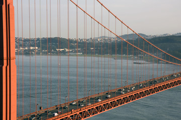 View through the Golden Gate Bridge to San Francisco