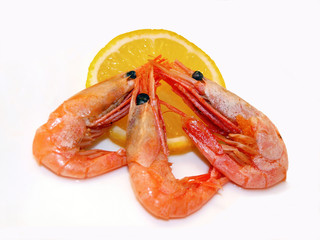 Three shrimps and lemon