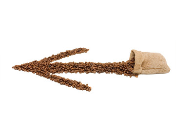 Bag from coffee on white background
