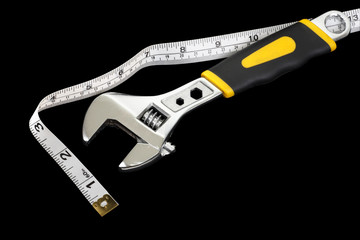 Tape Measure and adjustable spanner