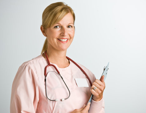 Nurse holding clipboard