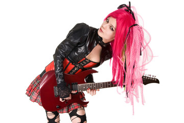 Gothic girl playing guitar