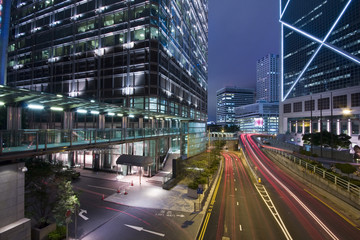 Fototapeta na wymiar Hong Kong at night with highrise buildings
