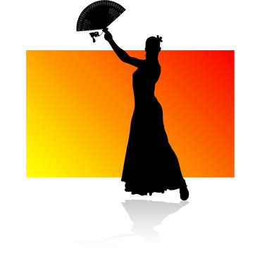 Flamenco Spanish Dance Woman Black Silhouette