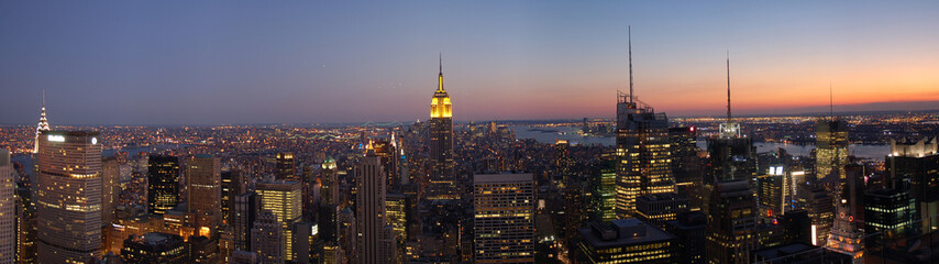 Fototapeta na wymiar New York - Skyline - Sunset - Panorama
