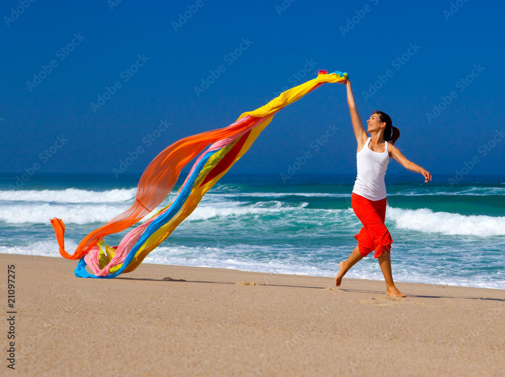 Canvas Prints runing with colored tissues