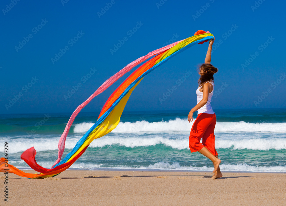 Canvas Prints runing with colored tissues