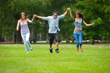 Obraz premium Three young friends