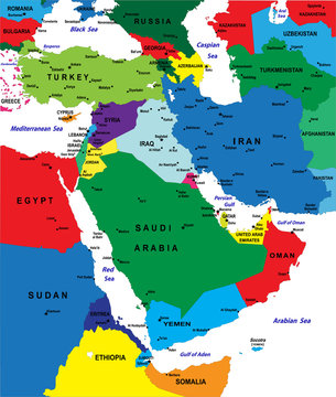 Middle east political map-Vector illustration