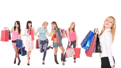 Fototapeta premium Group of shopping girls