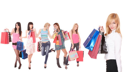 Obraz premium Group of shopping girls