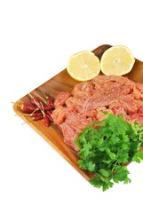 Homemade pork meat meal and ingredients