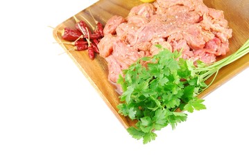 Homemade pork meat meal and ingredients