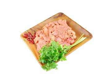 Homemade pork meat meal and ingredients