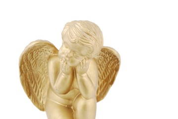 Golden angel on white
