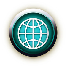 blue button vector globe