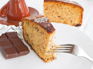 Chocolate Cake Slices at Breakfast.