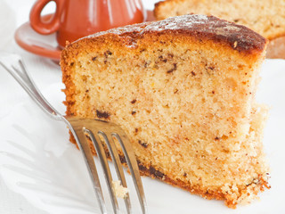 Chocolate Cake Slice at Breakfast.