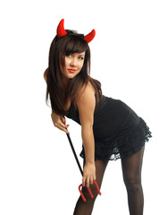 pretty girl in devil costume