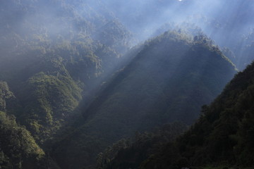 Sikkim Mountains in India in twillight