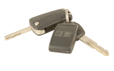 car keys and alarm fob isolated on white background
