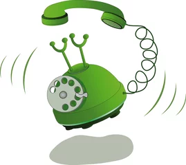 Gordijnen Green phone and call © liusa