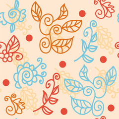 Bright floral seamless pattern with plants