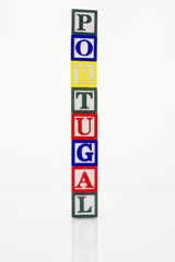 Word Portugal in wooden blocks