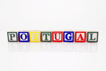 Word Portugal in wooden blocks