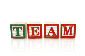 Word Team in wooden blocks