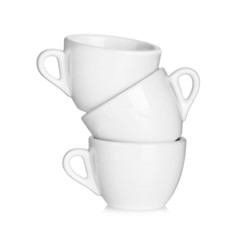 Three white coffee cups