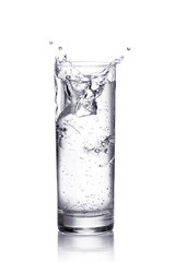 water splash in a glass.  isolated on white