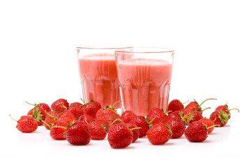 glass of strawberry smoothie