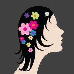 Photo sur Plexiglas Femme fleurs Femme avec des fleurs dans les cheveux