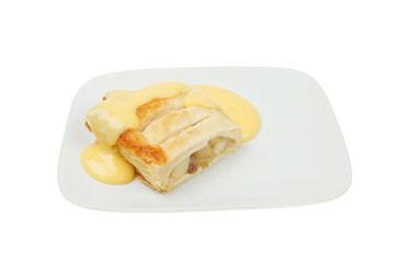 Apple strudel and custard