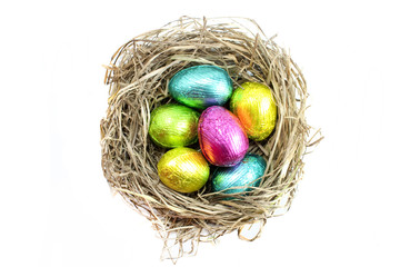 easter eggs in nest