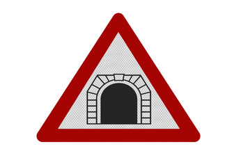 photo-realistic 'tunnel ahead' sign, isolated on white