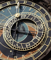 Old astronomical clock in Prague, Czech Republic.
