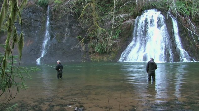 Fishermen At Waterfall