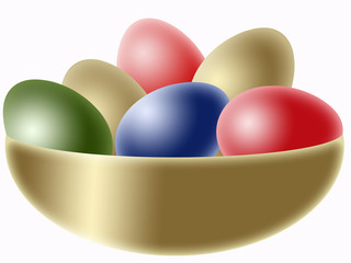 Easter colored eggs in bowl