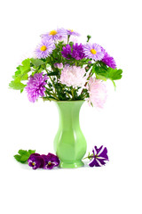 Bouquet in a green vase
