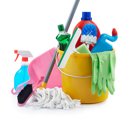 group of cleaning products