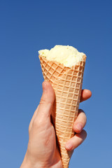 Hand holding a ice cream cone