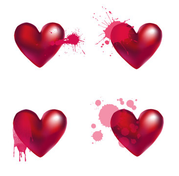 A set of broken hearts and blood
