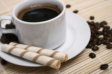 Close-up of a wonderful cup of hot coffee