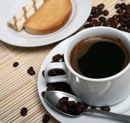 Close-up of a wonderful cup of hot coffee